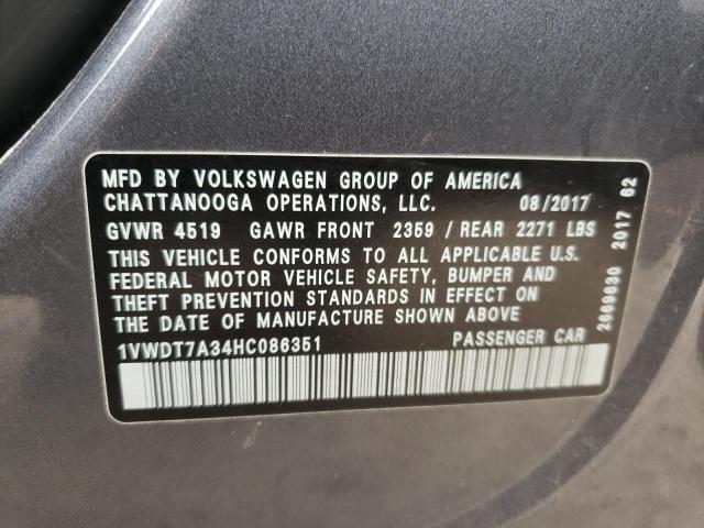 1VWDT7A34HC086351 - 2017 VOLKSWAGEN PASSAT R-LINE Boz foto 12