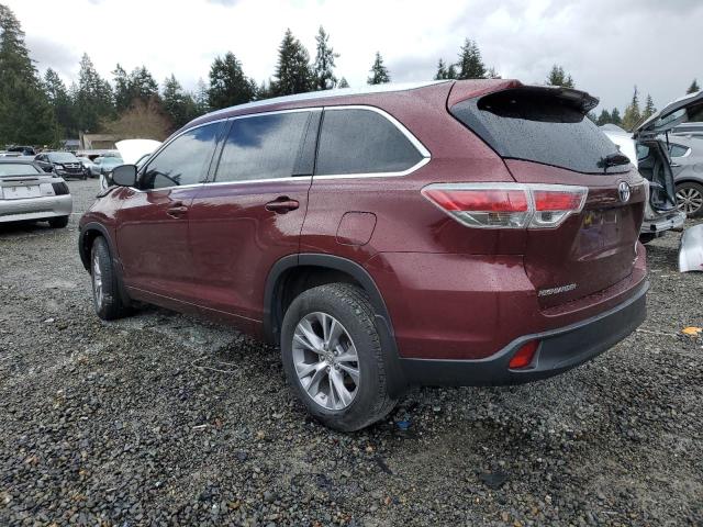 5TDJKRFHXES065247 - 2014 TOYOTA HIGHLANDER XLE Bordo foto 2