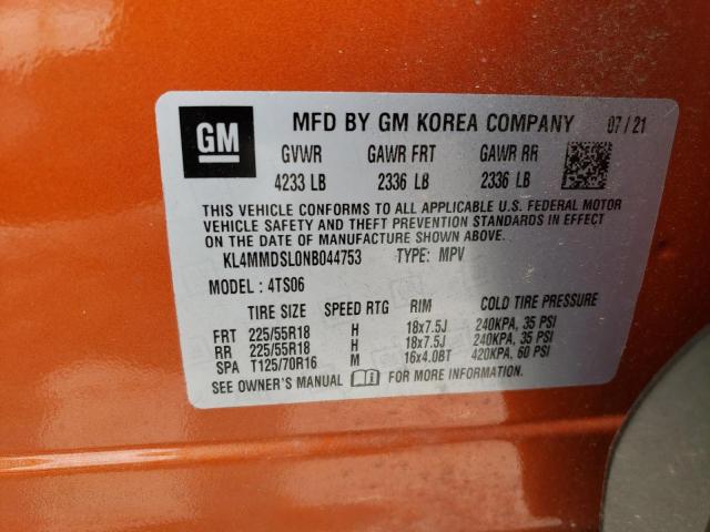 KL4MMDSL0NB044753 - 2022 BUICK ENCORE GX SELECT ORANGE photo 13