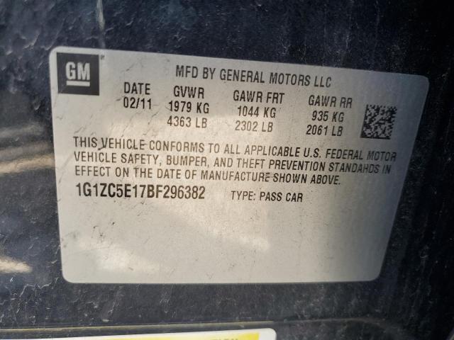 1G1ZC5E17BF296382 - 2011 CHEVROLET MALIBU 1LT BLACK photo 13