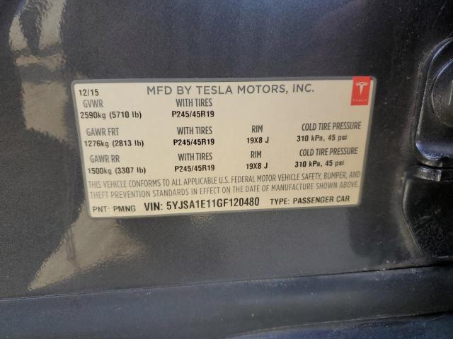 5YJSA1E11GF120480 - 2016 TESLA MODEL S Boz foto 12