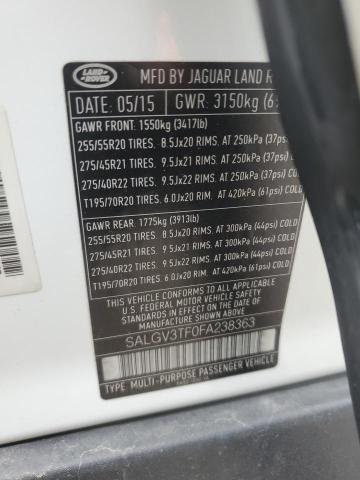 SALGV3TF0FA238363 - 2015 LAND ROVER RANGE ROVE AUTOBIOGRAPHY WHITE photo 13