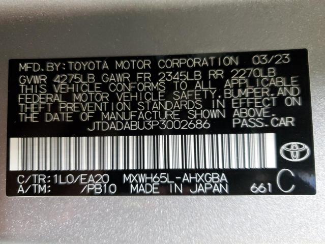 JTDADABU3P3002686 - 2023 TOYOTA PRIUS LE SILVER photo 13