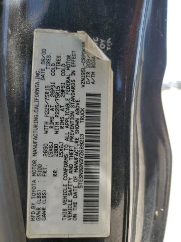 5TESN92N3YZ689213 - 2000 TOYOTA TACOMA XTRACAB PRERUNNER 黑色 照片 12