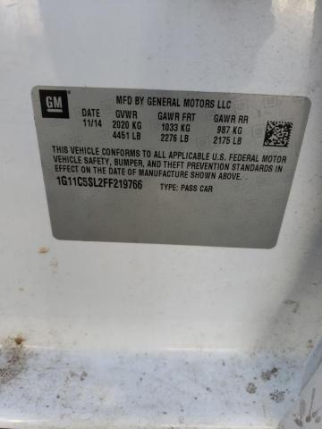 1G11C5SL2FF219766 - 2015 CHEVROLET MALIBU 1LT WHITE photo 12