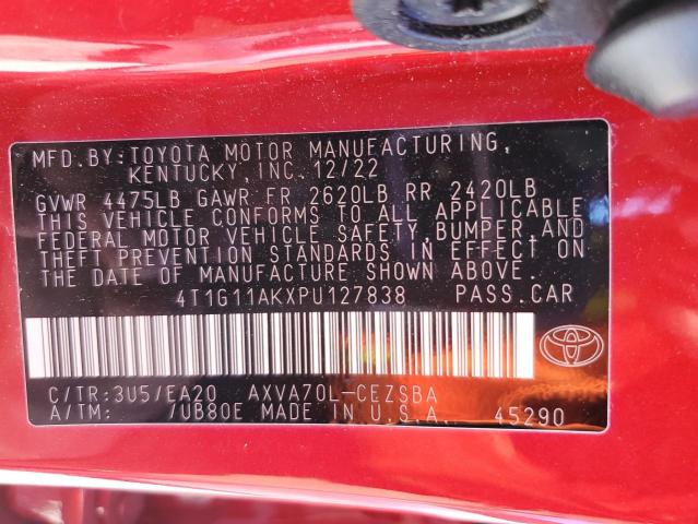 4T1G11AKXPU127838 - 2023 TOYOTA CAMRY SE NIGHT SHADE RED photo 13