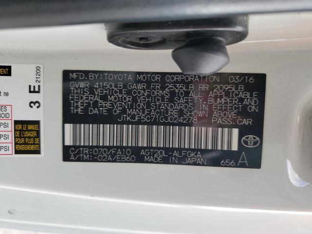 JTKJF5C71GJ024278 - 2016 TOYOTA SCION TC 白色 照片 12