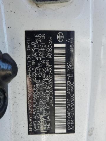 JTKJF5C74B3022683 - 2011 TOYOTA SCION TC თეთრი ფოტო 12