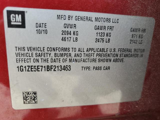 1G1ZE5E71BF213463 - 2011 CHEVROLET MALIBU LTZ მუქწითელი ფოტო 12