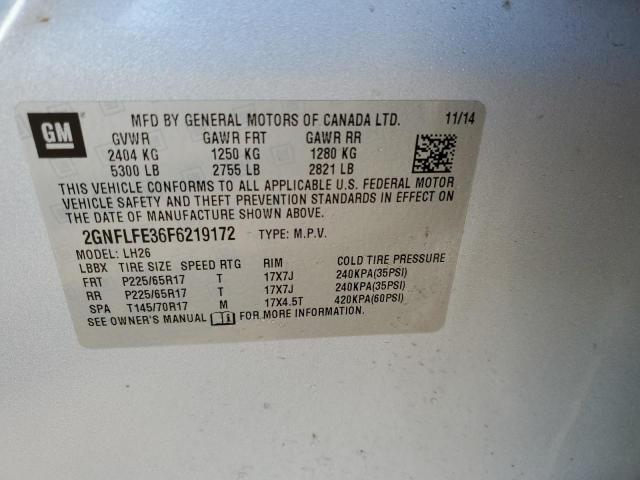 2GNFLFE36F6219172 - 2015 CHEVROLET EQUINOX LT SILVER photo 13