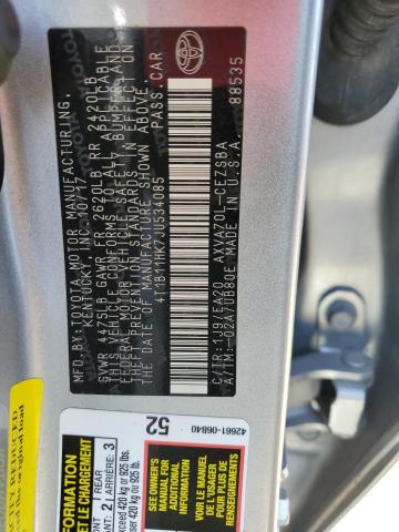 4T1B11HK7JU534085 - 2018 TOYOTA CAMRY L SILVER photo 12