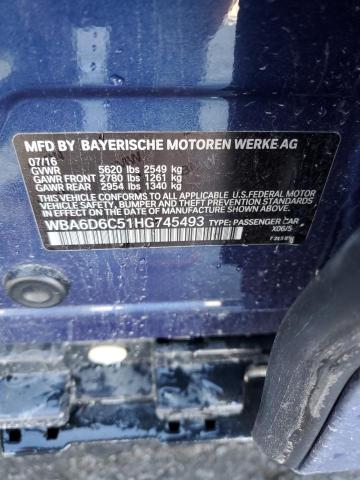 WBA6D6C51HG745493 - 2017 BMW ALPINA B6 BLUE photo 13