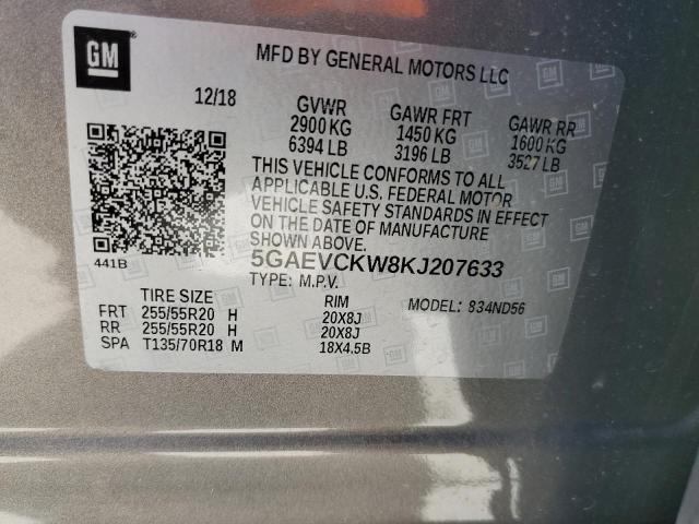 5GAEVCKW8KJ207633 - 2019 BUICK ENCLAVE AVENIR TAN photo 13