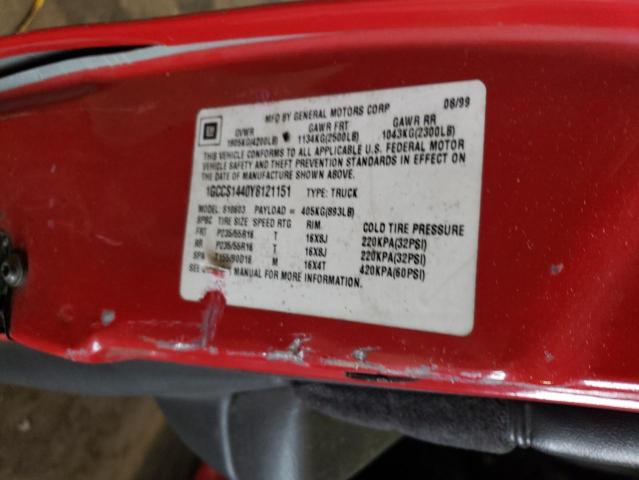 1GCCS1440Y8121151 - 2000 CHEVROLET S TRUCK S10 RED photo 12