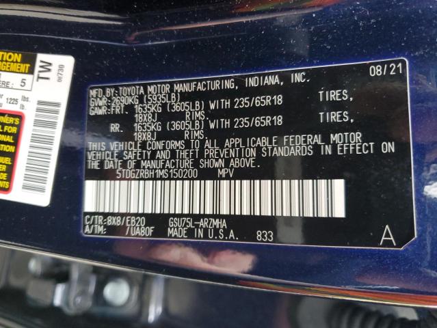 5TDGZRBH1MS150200 - 2021 TOYOTA HIGHLANDER XLE Mavi foto 13