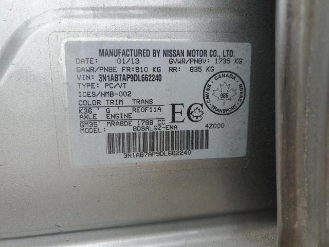 3N1AB7AP9DL662240 - 2013 NISSAN SENTRA S SILVER photo 12