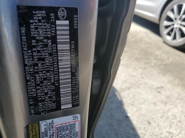 4T1BE32K84U937800 - 2004 TOYOTA CAMRY LE GRAY photo 13