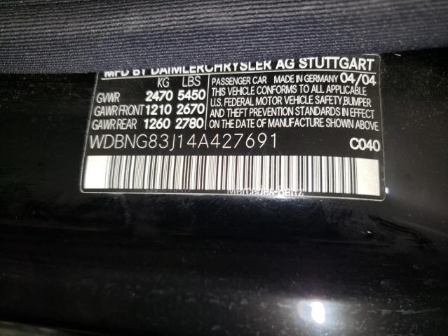 WDBNG83J14A427691 - 2004 MERCEDES-BENZ S 430 4MATIC BLACK photo 12