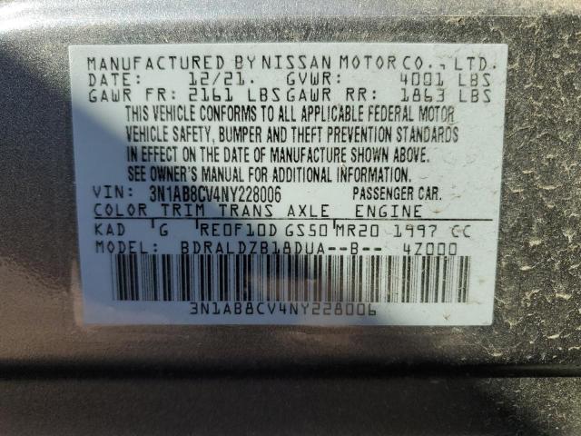 3N1AB8CV4NY228006 - 2022 NISSAN SENTRA SV SILVER photo 12