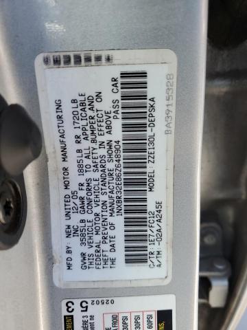 1NXBR32E86Z648904 - 2006 TOYOTA COROLLA CE SILVER photo 12