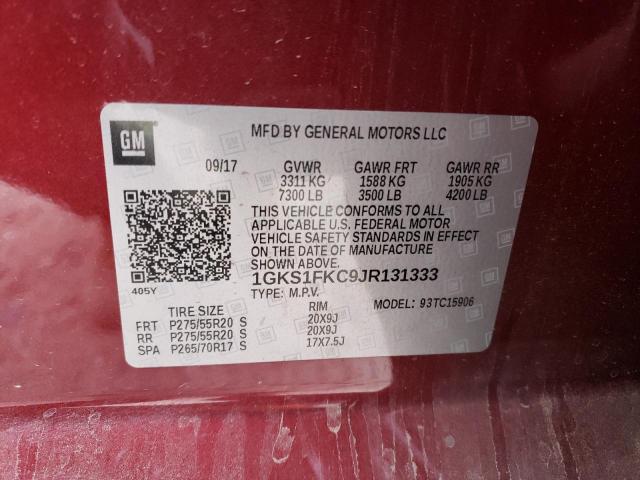 1GKS1FKC9JR131333 - 2018 GMC YUKON XL C1500 SLE RED photo 13