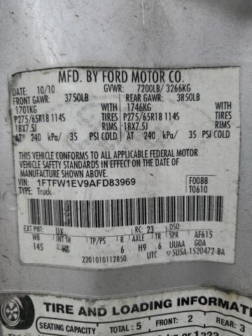1FTFW1EV9AFD83969 - 2010 FORD F150 SUPERCREW SILVER photo 12