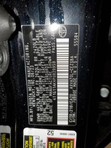 4T1G11AK4PU829959 - 2023 TOYOTA CAMRY SE NIGHT SHADE BLACK photo 13