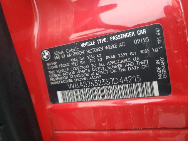 WBABJ6323SJD44215 - 1995 BMW 325 IC AUTOMATIC Қызыл фото 12