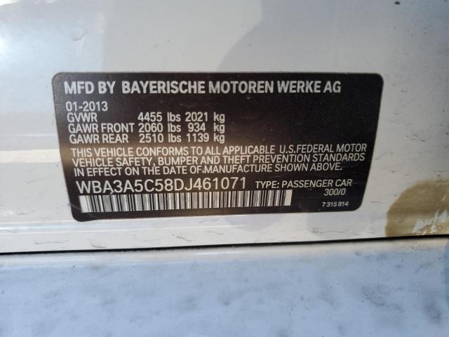 WBA3A5C58DJ461071 - 2013 BMW 328 I WHITE photo 13