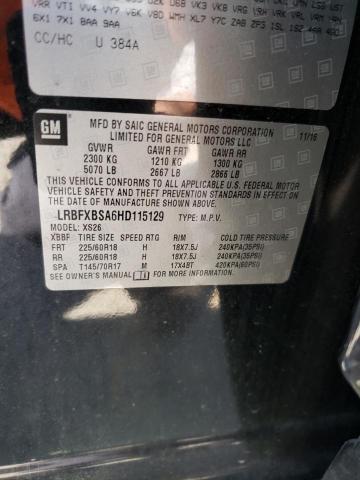 LRBFXBSA6HD115129 - 2017 BUICK ENVISION ESSENCE შავი ფოტო 13