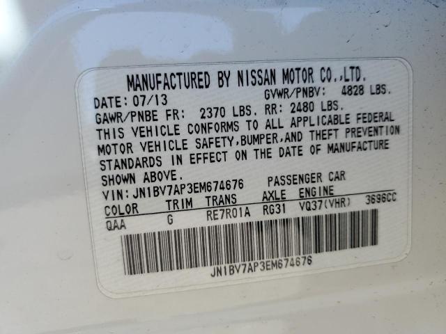 JN1BV7AP3EM674676 - 2014 INFINITI Q50 BASE WHITE photo 12