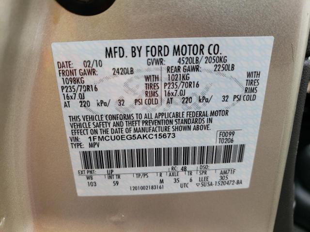 1FMCU0EG5AKC15673 - 2010 FORD ESCAPE LIMITED BEIGE photo 13