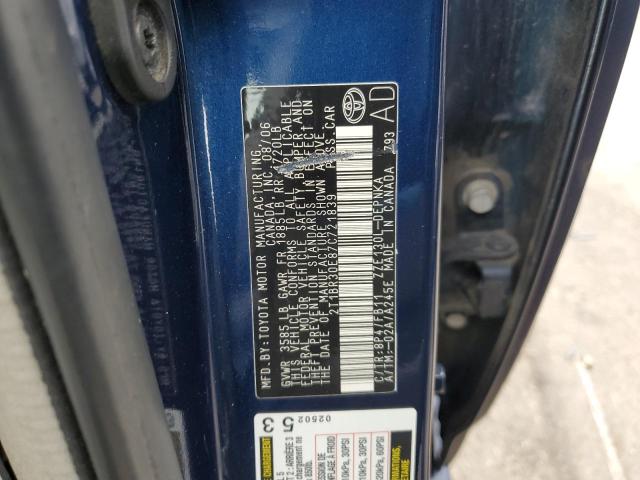 2T1BR30E87C721839 - 2007 TOYOTA COROLLA CE BLUE photo 12