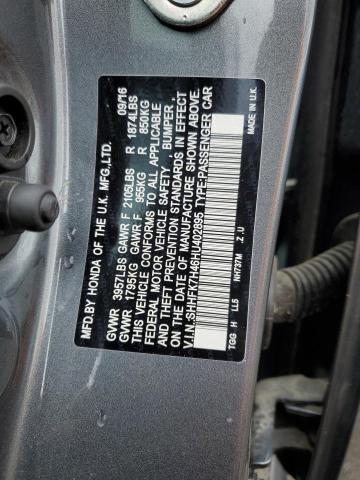 SHHFK7H46HU402895 - 2017 HONDA CIVIC SPORT GRAY photo 12