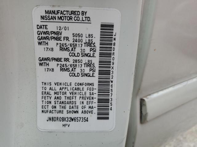 JN8DR09X32W657354 - 2002 NISSAN PATHFINDER LE WHITE photo 13