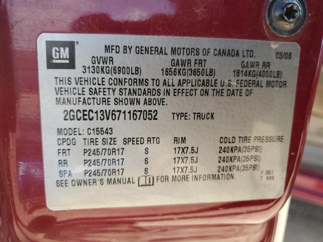 2GCEC13V671167052 - 2007 CHEVROLET SILVERADO C1500 CLASSIC CREW CAB RED photo 12