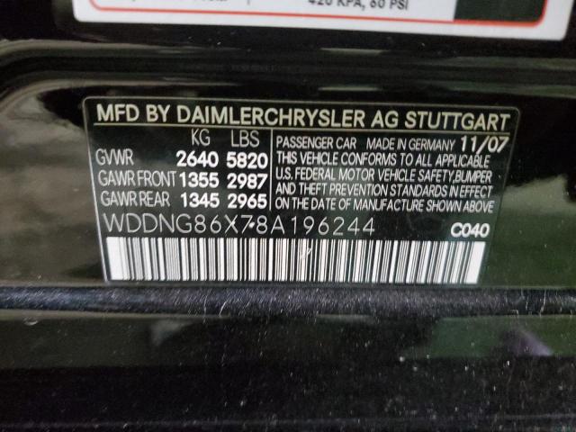 WDDNG86X78A196244 - 2008 MERCEDES-BENZ S 550 4MATIC BLACK photo 12