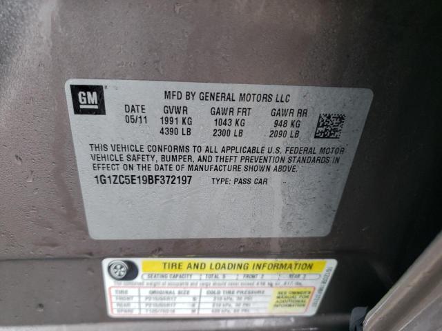 1G1ZC5E19BF372197 - 2011 CHEVROLET MALIBU 1LT 灰色 照片 12