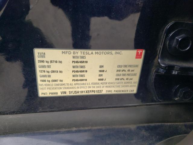 5YJSA1H1XEFP61037 - 2014 TESLA MODEL S ლურჯი ფოტო 12