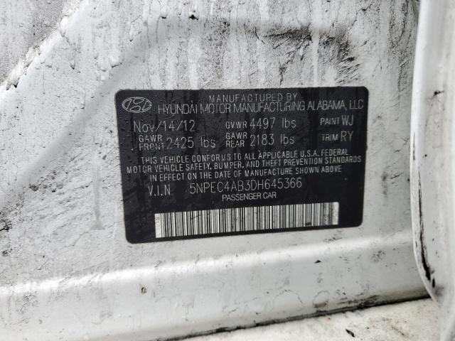 5NPEC4AB3DH645366 - 2013 HYUNDAI SONATA SE WHITE photo 12