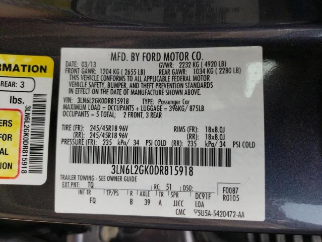 3LN6L2GK0DR815918 - 2013 LINCOLN MKZ BLUE photo 12