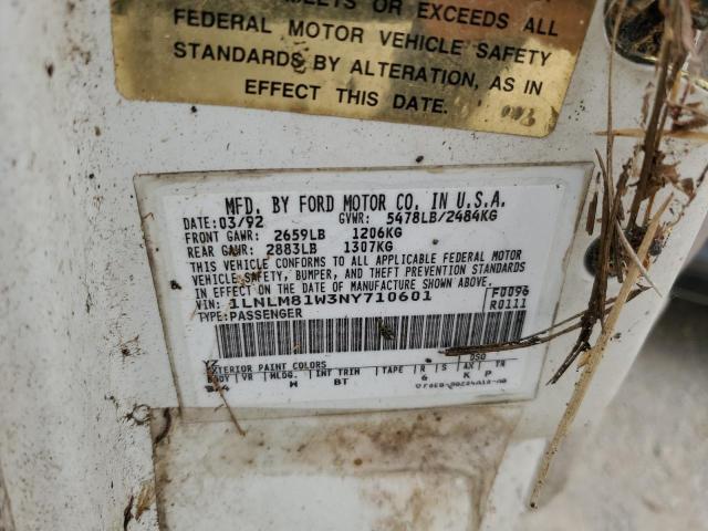 1LNLM81W3NY710601 - 1992 LINCOLN TOWN CAR EXECUTIVE WHITE photo 12