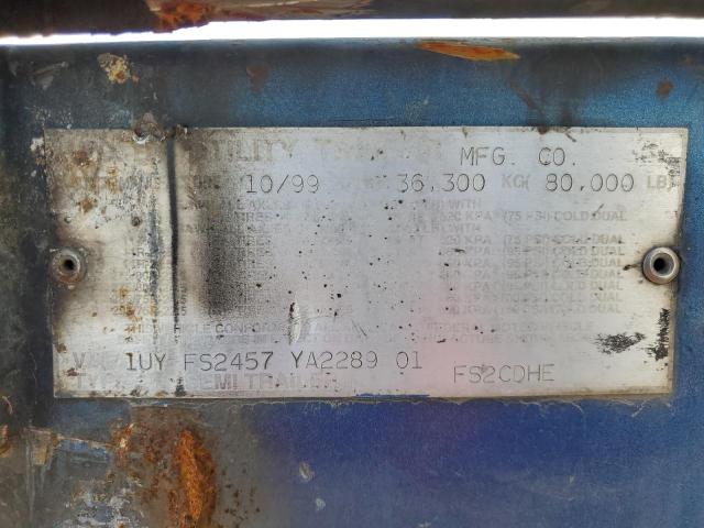 1UYFS2457YA228901 - 2000 UTILITY TRAILER BLUE photo 10