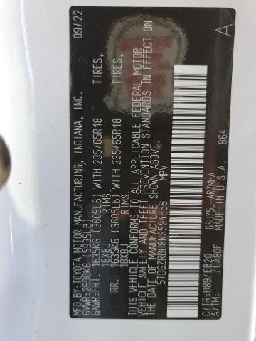 5TDGZRBH8NS594658 - 2022 TOYOTA HIGHLANDER XLE Ağ foto 14