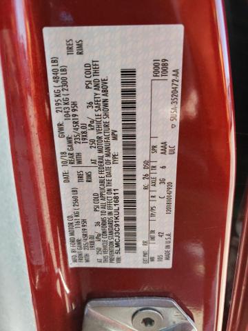 5LMCJ3C91KUL16811 - 2019 LINCOLN MKC RESERVE RED photo 13