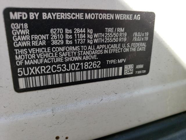 5UXKR2C53J0Z18262 - 2018 BMW X5 SDRIVE35I WHITE photo 14