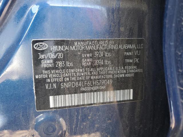 5NPD84LF6LH579049 - 2020 HYUNDAI ELANTRA SEL BLUE photo 12