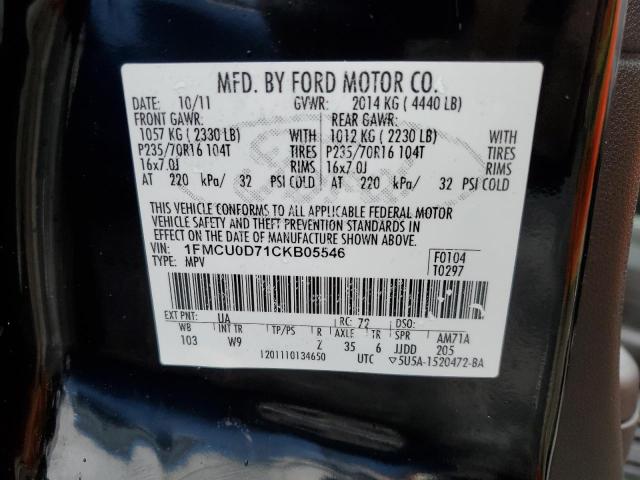 1FMCU0D71CKB05546 - 2012 FORD ESCAPE XLT BLACK photo 14