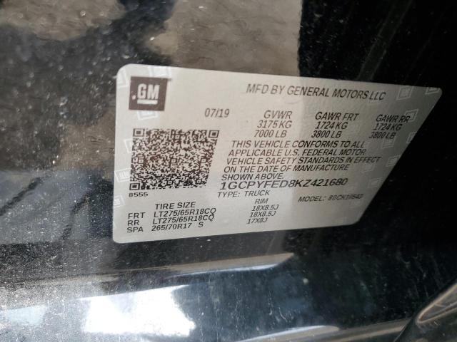1GCPYFED8KZ421680 - 2019 CHEVROLET SILVERADO K1500 LT TRAIL BOSS BLACK photo 13