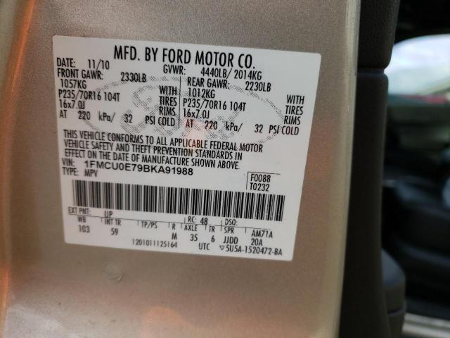 1FMCU0E79BKA91988 - 2011 FORD ESCAPE LIMITED CREAM photo 13